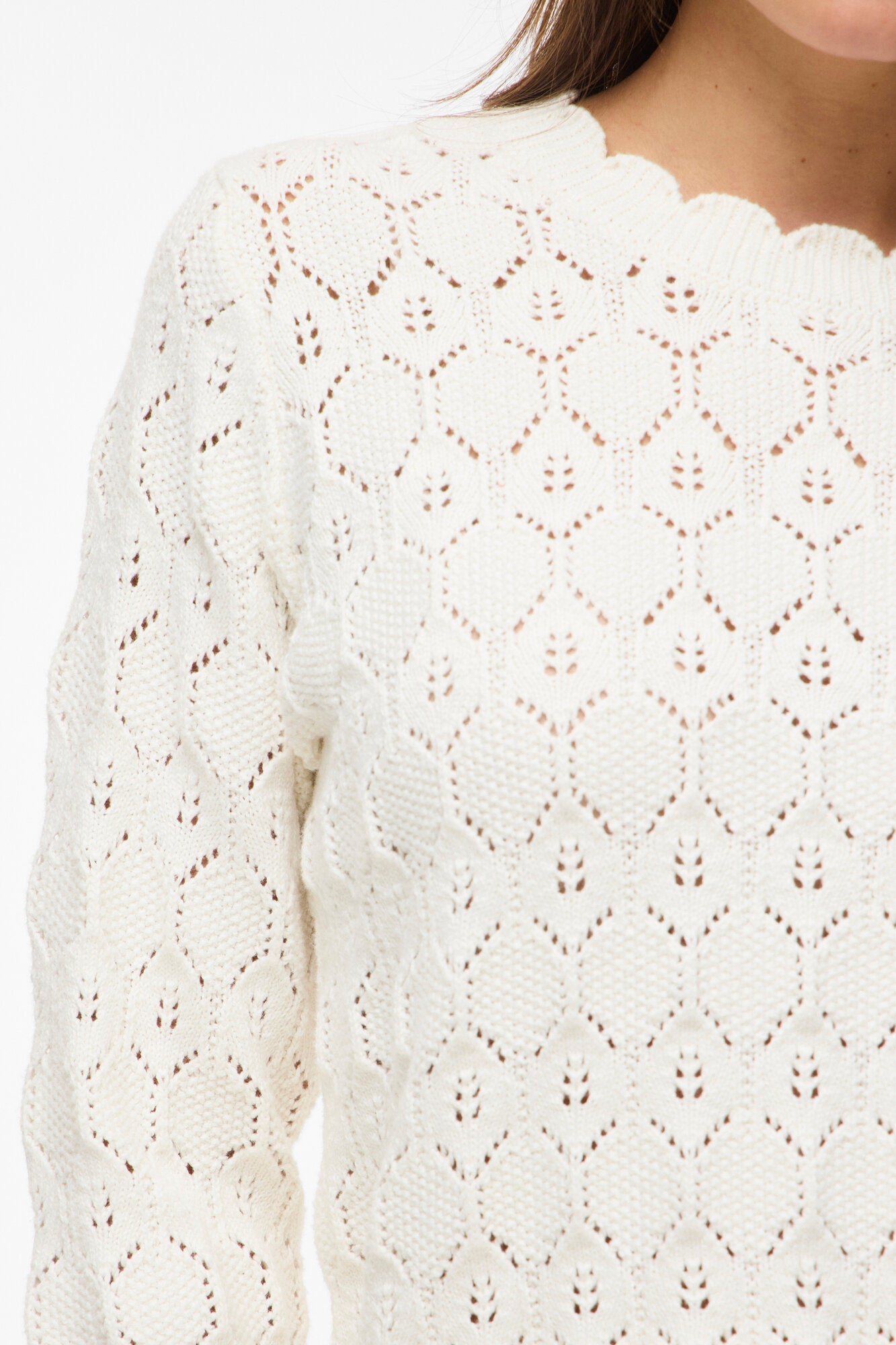 Vilowen Pointelle striktrøje - Cloud Dancer